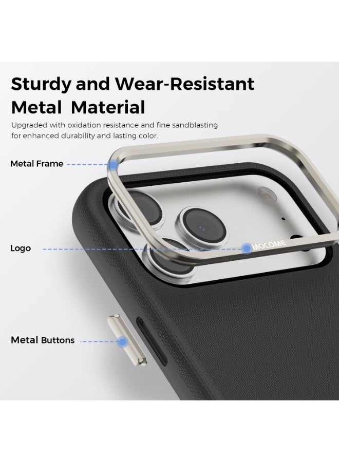 ICARLUS Metal Lens Frame Case for iPhone 17 Pro Max Magsafe Wireless Charger Magnetic Shockproof Cover Black - Image 4